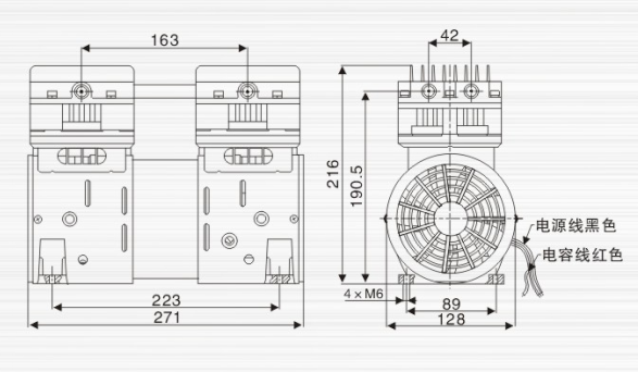 JP-200V貼合機靜音真空泵外觀尺寸圖